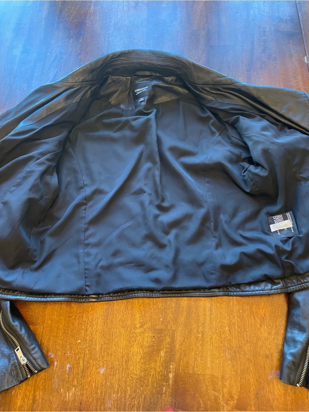 Lamarque Donna Leather Moto Jacket Black Lambskin *Scuff Asymmetric XL - Picture 4 of 10